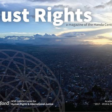 Text "Just Rights" and logos over a cityscape viewed from above