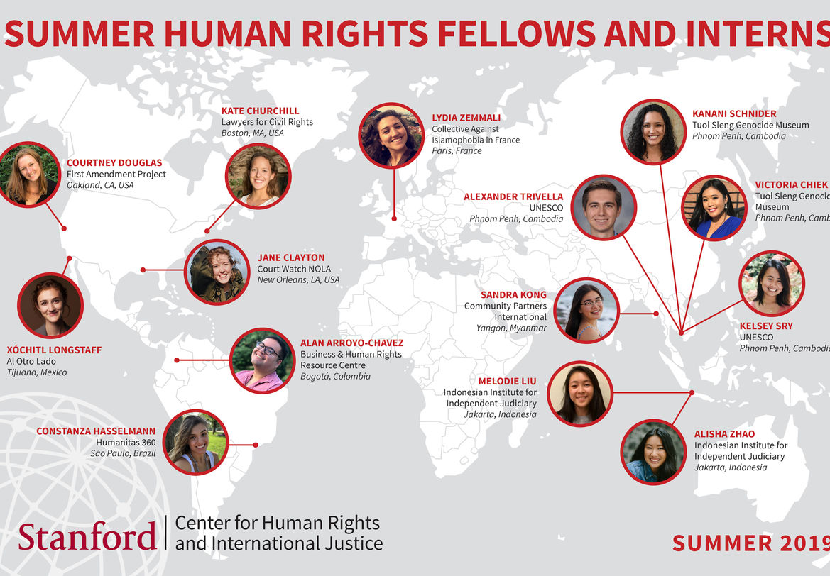 Map of 2019 Human Rights Summer Interns