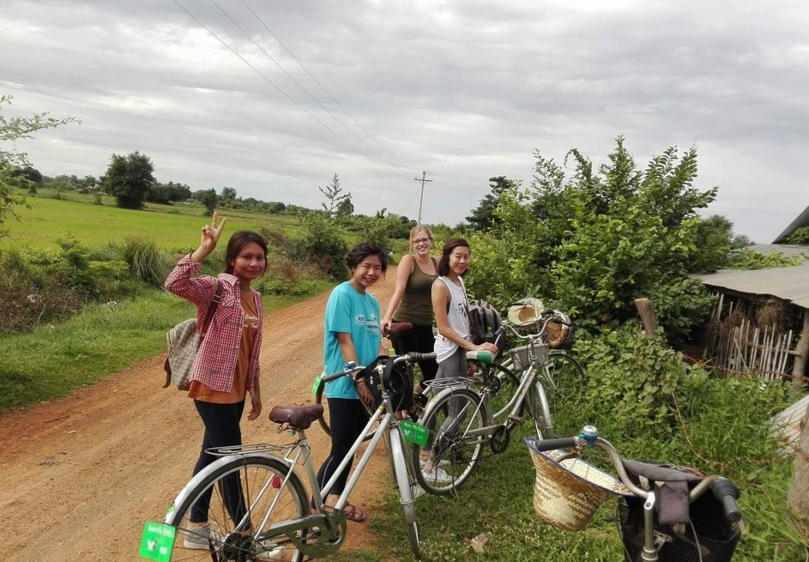 Students biking while on a summer human rights internship.