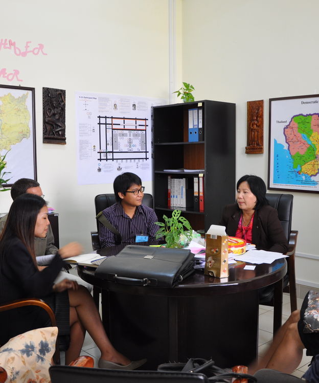 Trial Monitors meeting in a Phnom Penh office